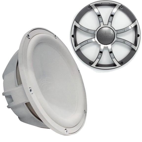 Wet Sounds Revo 12" Subwoofer & Grill - White Subwoofer & Gunmetal Stainless Steel Grill - 4 Ohm
