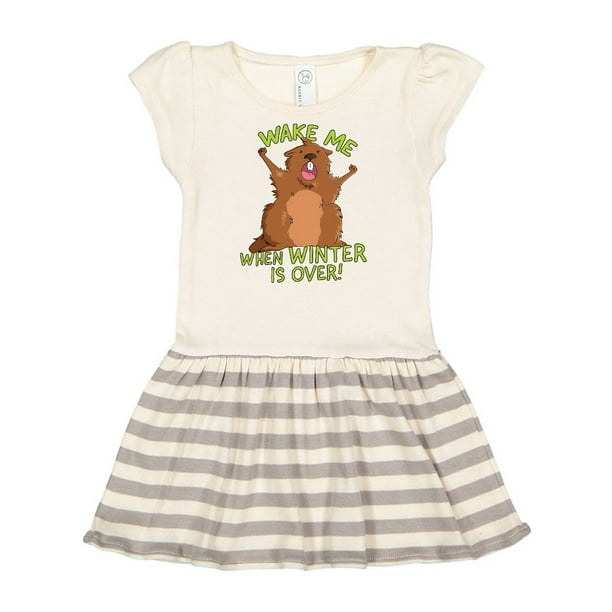 INKtastic Groundhog Day Wake Me When Winter is Over Toddler Dress