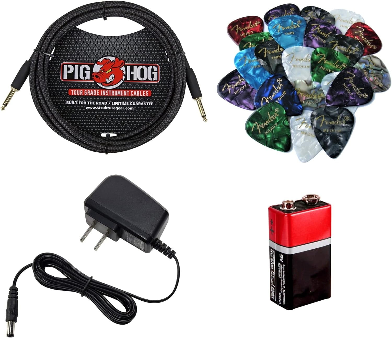 Orange Amps Crush Mini Black 3W Guitar Combo Amp Bundle w Power Adapter, Pig Hog Instrument Cable, 24 Picks, Battery & Liquid Audio Polishing Cloth Black