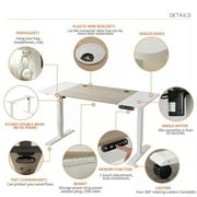 MXTARK 55 x 24 Stand Up Desk,Electric Height Adjustable Standing Desk,Adjustable Ergonomic Desk,Splice Board Home Office Computer Standing Table,White Frame + White+Maple Top