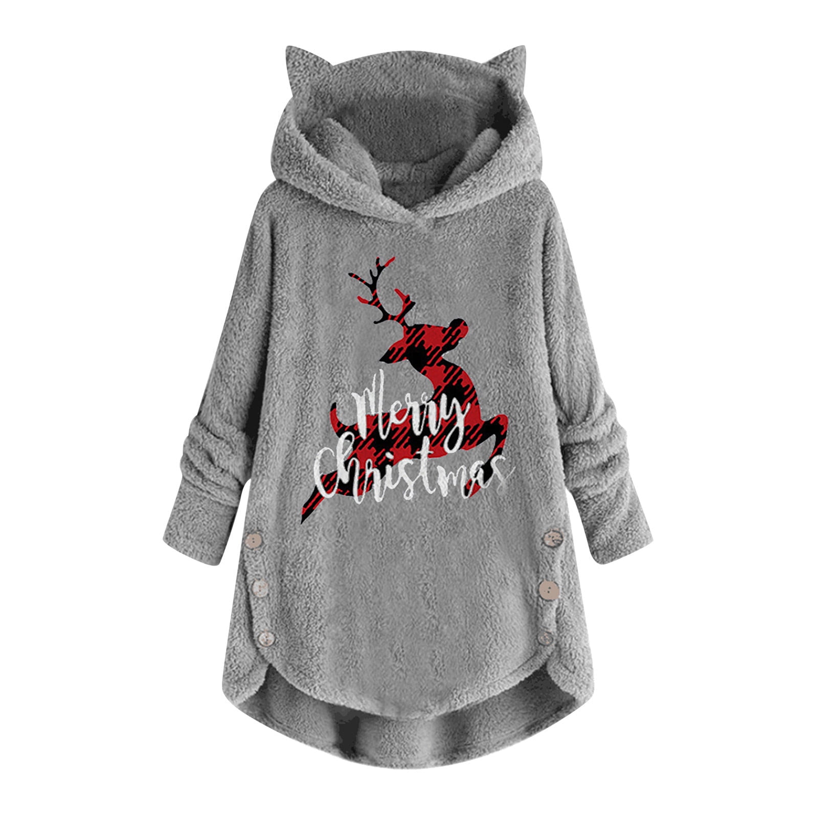 Gatto Felpa Pile Con Orecchie Felpa Con Cappuccio In Pile Da Donna