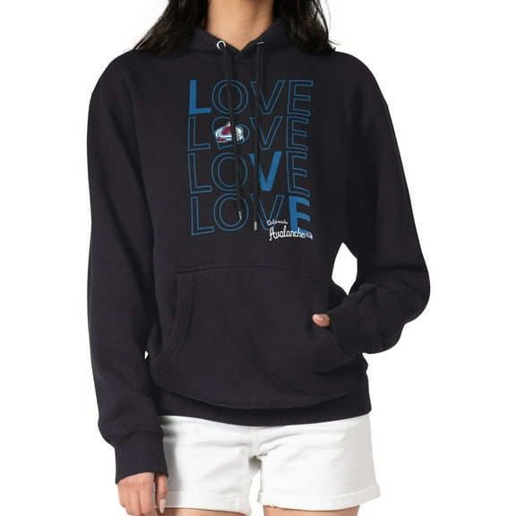 Women's G-III 4Her by Carl Banks Black Colorado Avalanche Hockey Love Fleece Pullover Hoodie