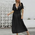 thumbnail image 4 of zaveiop Women Swimsuit Cover up Bikini Bathing Suit Sexy Deep V Neck Swim Beach Dresses Summer Beachwear (Black, One Size), 4 of 7