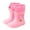 Pink, variant on Otqutp Boys Girls Dinosaur Rainboots Easy-On Lightweight Waterproof Rubber Boots Adjustable Outdoor Playing Rain Boots