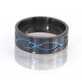thumbnail image 3 of 8mm Flat Black Zirconium Ring with the Infinity Symbol Anodized in Blue, 3 of 4