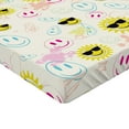 thumbnail image 2 of Ambesonne Emoji Fitted Sheet, Happy Face and Sun Space Art, Twin Size, Ivory Blue and Magenta, 2 of 3