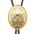 thumbnail image 3 of Mens Golden Bolo tie Western Initial Letter A to Z Cowboy Aalphabet Bola Tie, 3 of 7