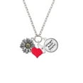 thumbnail image 2 of Delight Jewelry Two-tone Large Daisy Flower - Red Heart Nurse Strong Zoe Necklace, 2 of 4