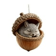 thumbnail image 2 of Forest Animal Acorn Ornament - Handmade Hanging Decor With Random Color String, Perfect for Christmas Trees, Mantels & Rustic Festive Home Decor, 3.15in/8cm, H, 2 of 4