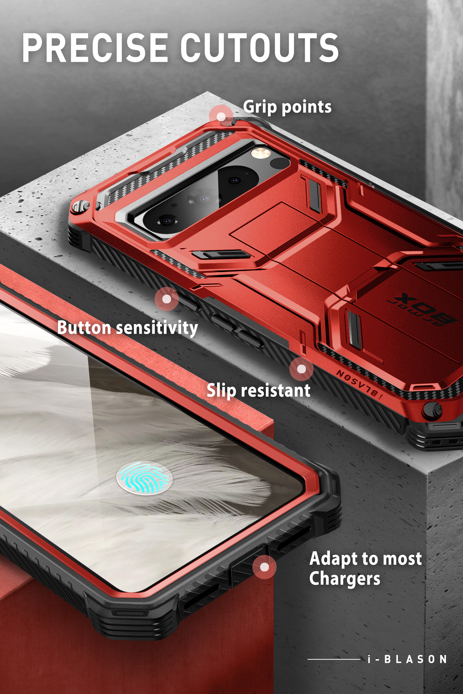 i-Blason Armorbox Series Bumper Cell Phone Case for Google Pixel 8 Pro, Ruddy