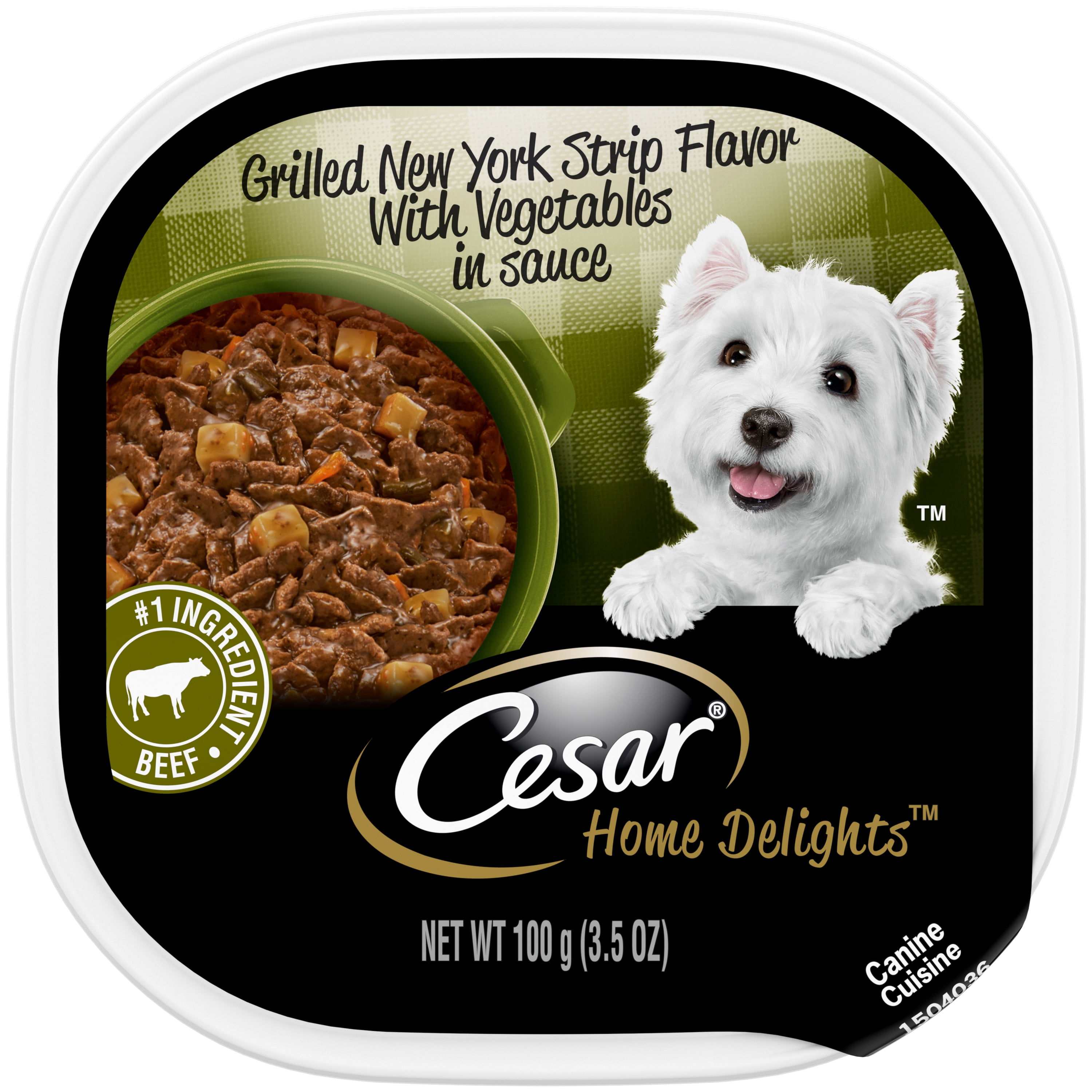 Cesar Home Delights Soft Wet Dog Food T Bone Steak Egg Cheese Flavor In Sauce 3 5 Oz Easy Peel Tray Walmart Com