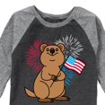 thumbnail image 3 of Instant Message - Quokka with American Flag & Fireworks - Toddler & Youth Raglan Graphic T-Shirt, 3 of 7