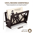 thumbnail image 2 of Solid Wood Magazine Rack, Freestanding X-Frame Organizer for Magazines, Newspapers, Books & 12.5" Vinyl Records, Dark Finish, Assembly Required, 2 of 7