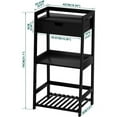 thumbnail image 2 of Fithood Bathroom Shelves, 3 Tier Ladder Shelf with Drawers, Bamboo Nightstand Open Shelving, Bookshelf Bookcase End Table Plant Stand for Living Room, Bedroom, Bathroom, Kitchen(Black), 2 of 5