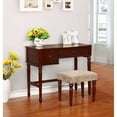 thumbnail image 2 of Linon Wyndham Vanity Set including Flip Top Mirror and Stool, Walnut Finish, Beige Seat, 2 of 5