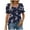 Navy, variant on JSheng Womens Summer Casual Printed Tops Fashion Printed Short Sleeve Square Neck Loose Comfy Blouses Blue M