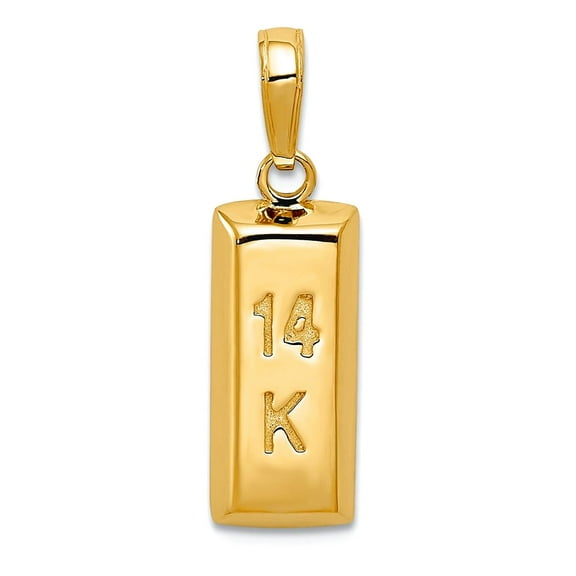 14k 3-D 14k Yellow Gold Solid Polished Bar Pendant Necklace 22.2x7.1mm Pendant for Women - 2.2 Grams
