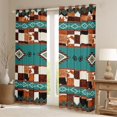 thumbnail image 2 of Feelyou Teal Aztec Curtains Pack of 2 (42x84 Each), Brown Cow Print Curtains Blackout, 2 of 6