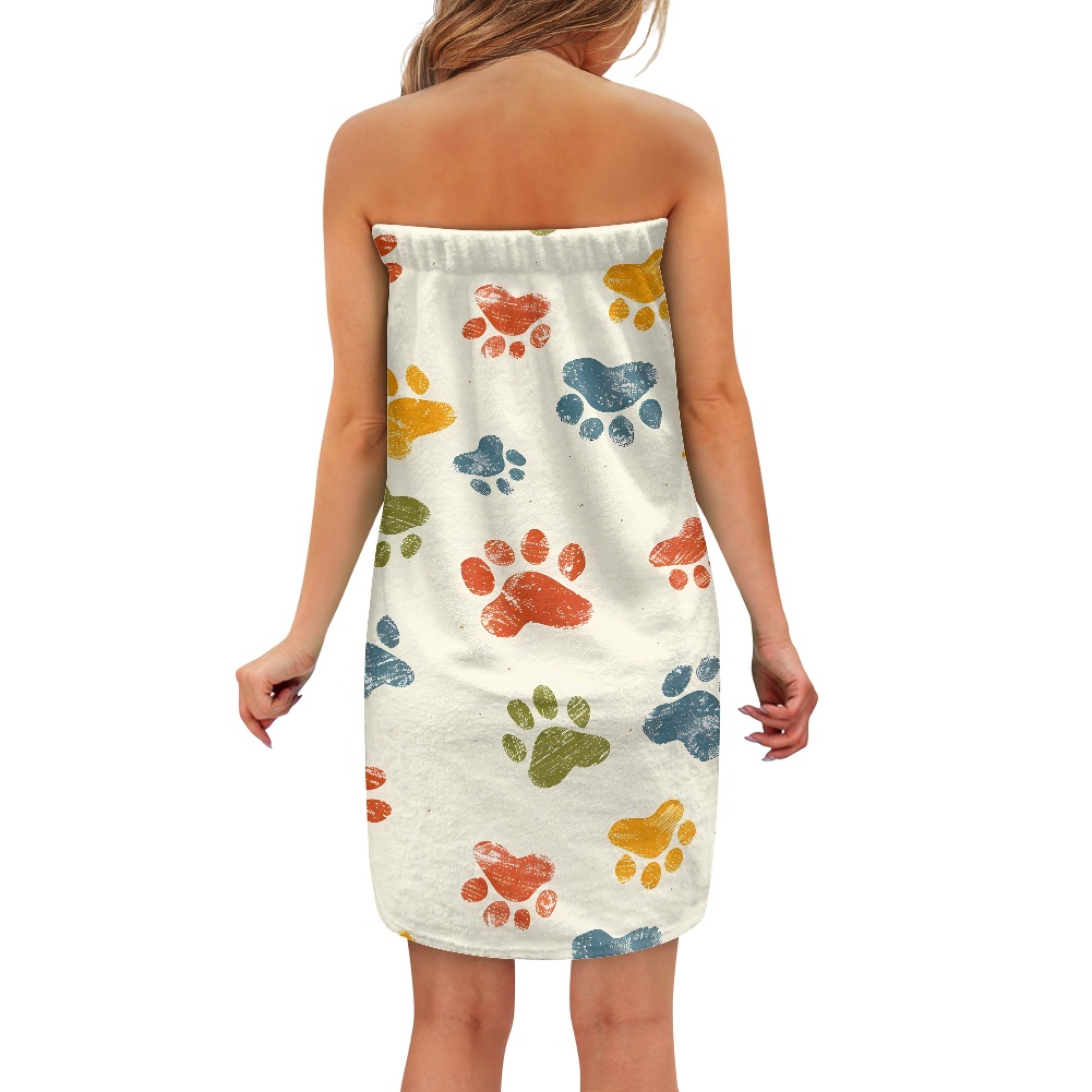 Yuyamidu Cute Dog Paw Bath Wrap Towels for Women Multipurpose Body Wrap Towel Breathable Bath Towels Soft Bathing Towel for Shower Spa Wrap Towel Size XL