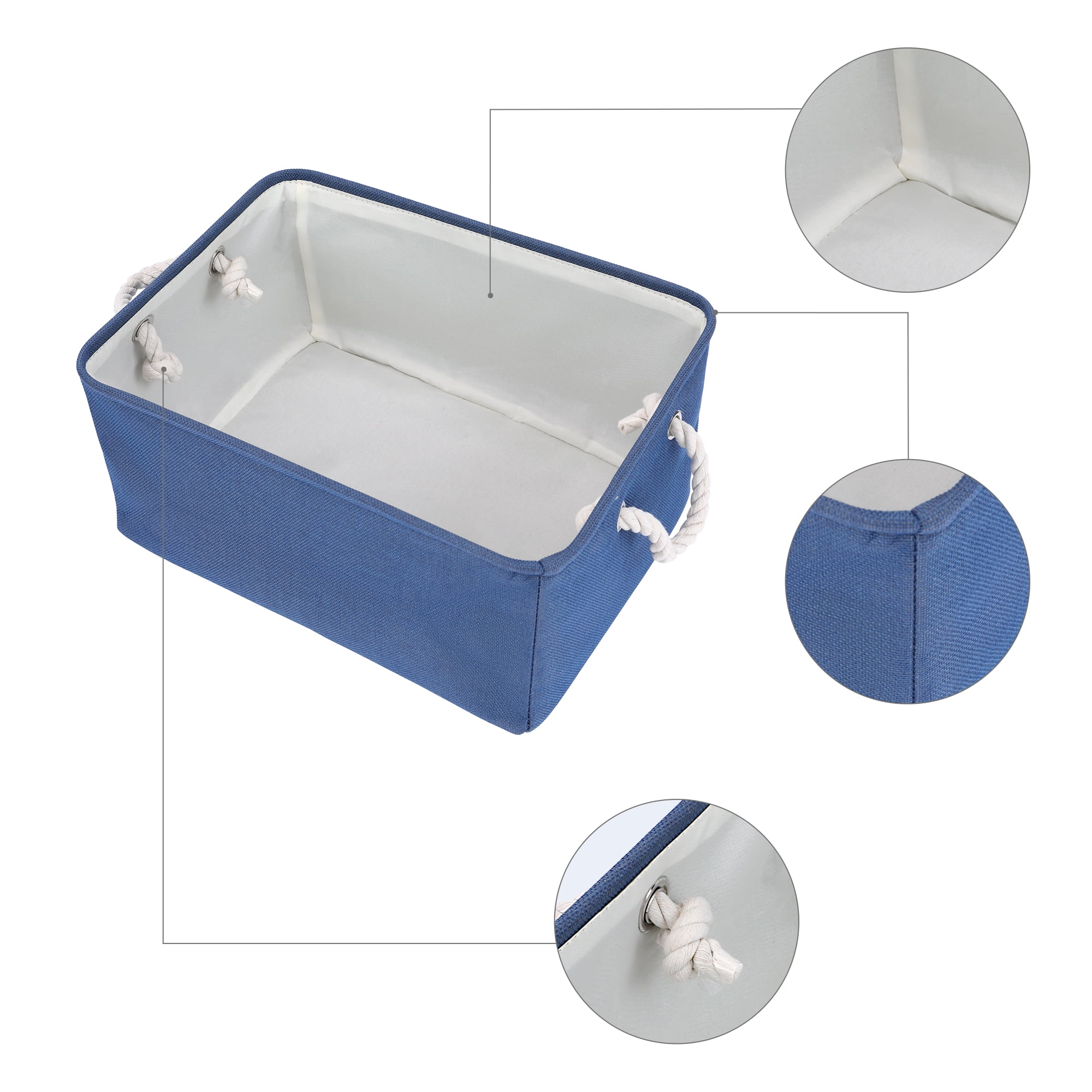 Unique Bargains Storage Bin with Handles for Closet Organizers Blue 16.1"x12.2"x7.9"