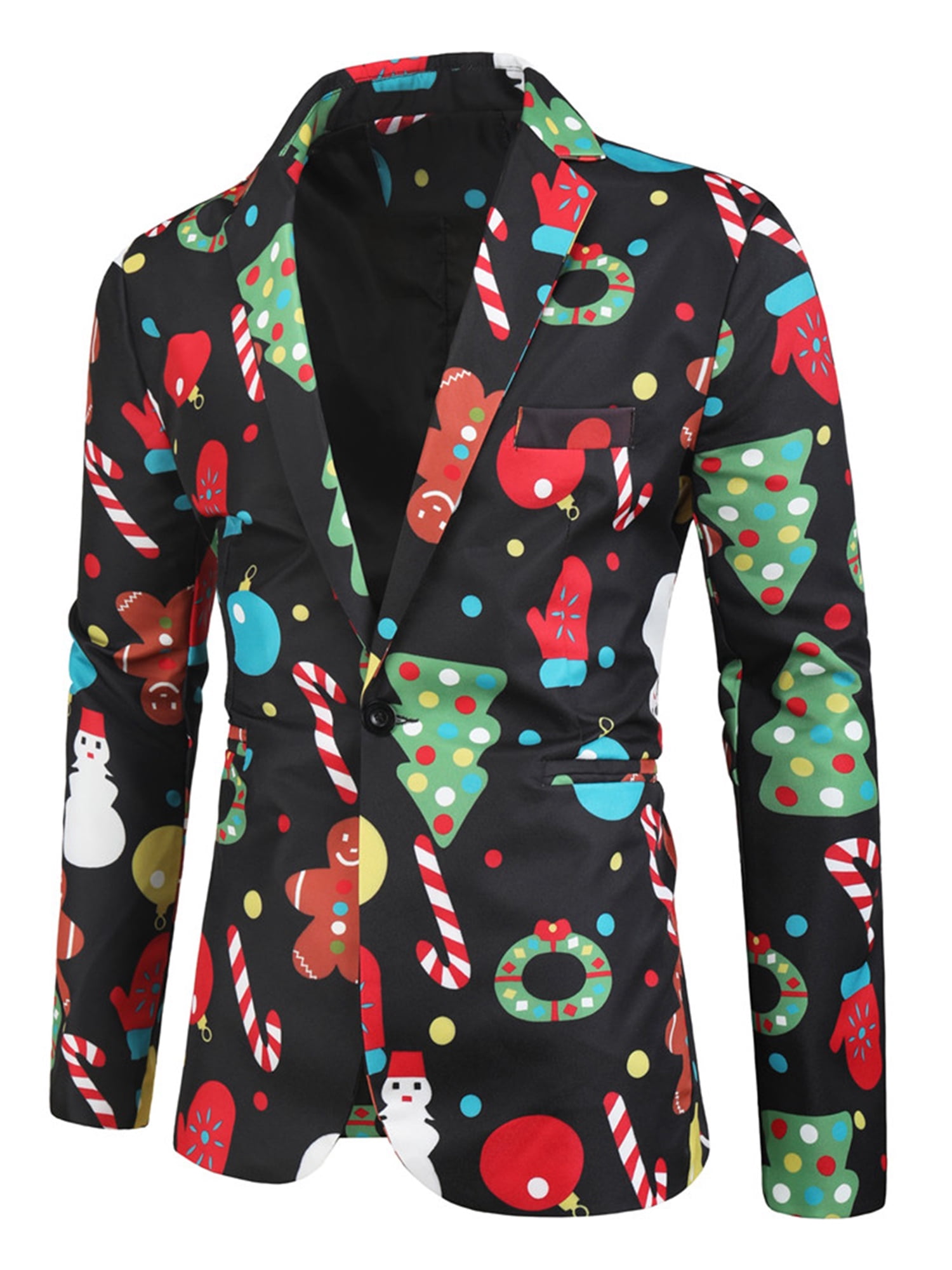 Sylvamorning Costume De Fête De Noël Pour Hommes Veste à Manches Longues à Simple Boutonnage Blazer Pantalon Vêtements De Vacances Pour Hommes 4TG