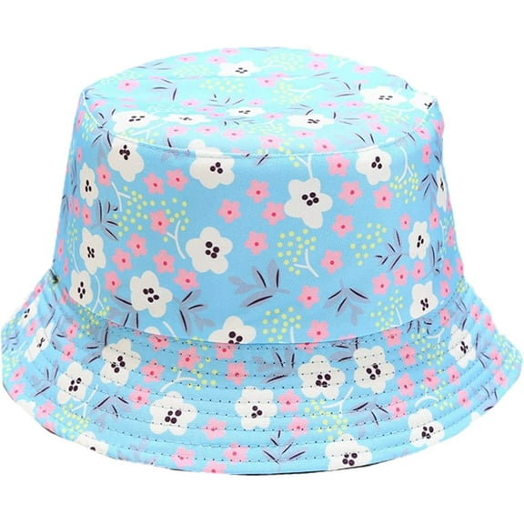 CoCopeaunts Summer Bucket Hat for Women Small Floral Pattern Basin Hat Double-Sided Wear Sun Caps Outdoor Travel Sunscreen
