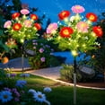 thumbnail image 2 of Rirool 2 Pack Solar Flower Lights Outdoor - 14 Blooming Waterproof Snow Lotus Garden Lights for Patio, Yard, Pathway, and Landscape Decoration - Auto On/Off, IP65, 2 of 9