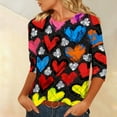 thumbnail image 4 of Xuyuer Womens Valentine T Shirts Love Heart Printed Graphic Tee Tops Spring Shirts Halloween Round Neck 3/4 Length Sleeve Graphic Tee Tops Fashion Casual Printed T-Shirt Top, 4 of 6