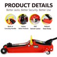 thumbnail image 3 of Floor Jack Comb, 2 Ton Low Profile Car Jack & 3T Jack Stand, 4000LBS Trolley Jack for Car with Tire Repair Kit, L-Wrench, 3.3''-15.2'' Lift Range, Red, 3 of 8