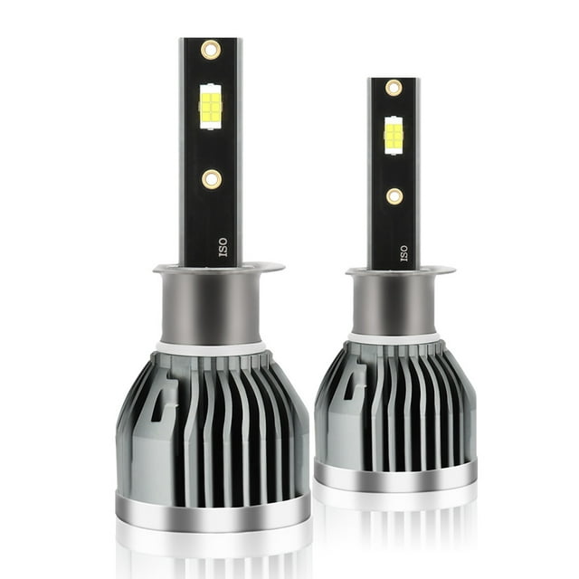TFixol2Pcs IP68 Waterproof Car LED Headlight Bulbs LED Driving Lamp All-in-one Conversion Kit 60W 6000LM 6000K H1