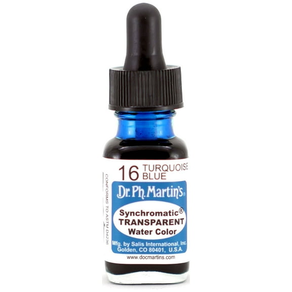 Dr. Ph. Martin's Synchromatic Transparent Water Color, 0.5 oz, Turquoise Blue (16)