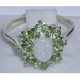 thumbnail image 5 of LBG British Made 14k White Gold Natural Opal & Peridot Womens Cluster Ring - 33 size options - Size 11.25, 5 of 6