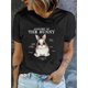 thumbnail image 1 of Bunny Print T-shirt, Short Sleeve Crew Neck Casual Top For Summer & Spring, Women's Clothing Tee For Adult, Men, Women, Teen, Teenager, Adolescent, Youth, 1 of 8