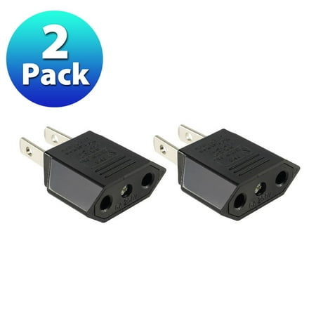 Insten 2X EU to US Travel Adapter Power Converter Wall Plug European Plug (Best Travel Adapter And Converter)