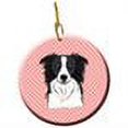 thumbnail image 2 of Carolines Treasures BB1241CO1 Checkerboard Pink Border Collie Ceramic Ornament  3 in multicolor, 2 of 2