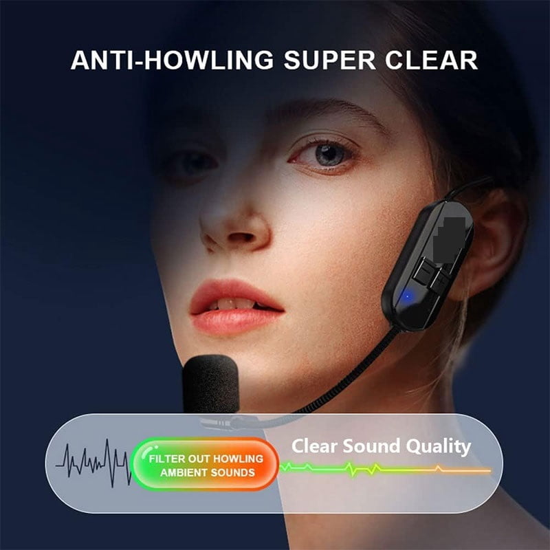 2.4G Professional Wireless Headset Microphone for Voice Amplifier Speaker Teaching Meeting ,Crystal-Clear Sound