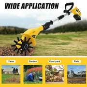 Electric Cordless Tiller Cultivator, Extendable Pole, 20V 250RPM, Rechargeable, 3.9in Rototiller for Garden