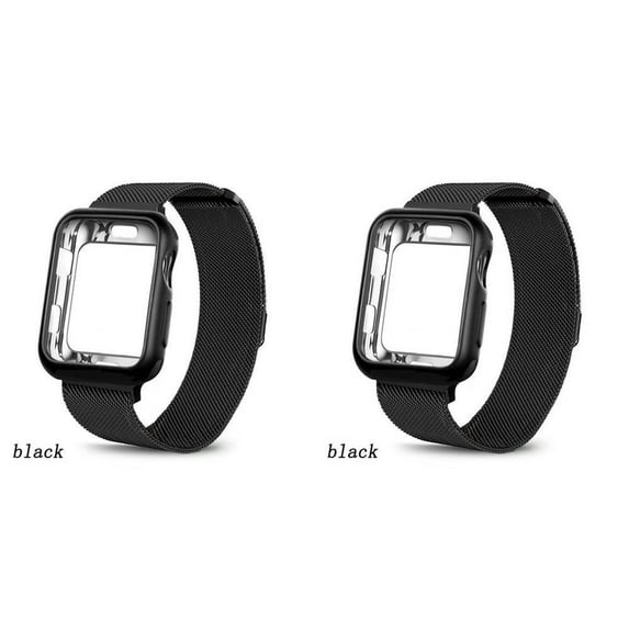 BRADCET 1/2Pack Magnetic Metal Band and Case for Apple Watch Bands 38mm 42mm 40mm 44mm Soft TPU Bumper Cover Protector with Stainless Steel Mesh Strap Milanese Loop for iWatch Series SE 6 5 4 3 2 1