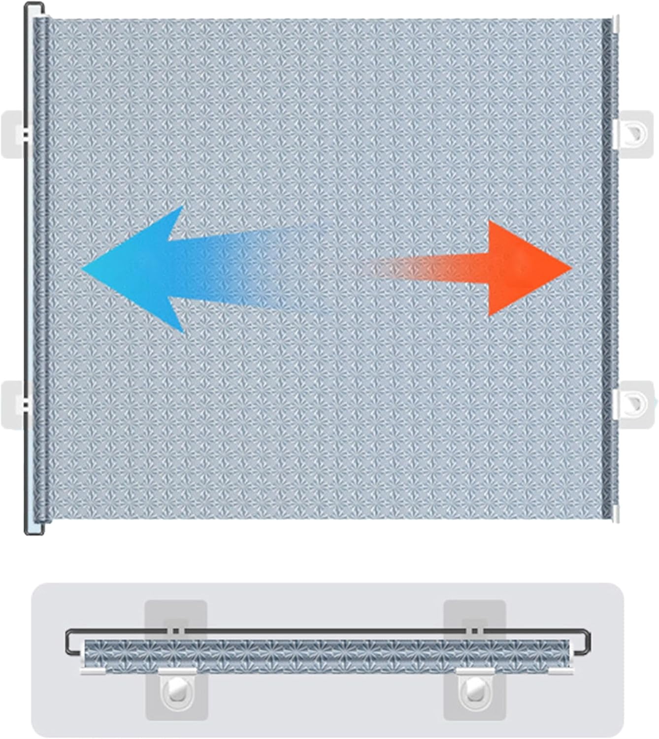 Retractable Pet Gate, No Drill Mesh Gate with 3 Hooks & Transparent Locators, Easy Install Indoor Barrier for Cats Dogs Staircase Hallway, 125x50cm