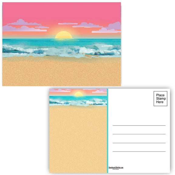 Beautiful Beac Sunset Postcards - 40 - 4 x 6 Sunset Beach Postcards - 17089