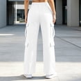 thumbnail image 6 of Womens Cargo Pants, Mid Rise Elastic Drawstring Waist Sweatpants with Multi Pockets, WorkWear Style, Commute Outdoor Wear | VerBelle,White XL, 6 of 7