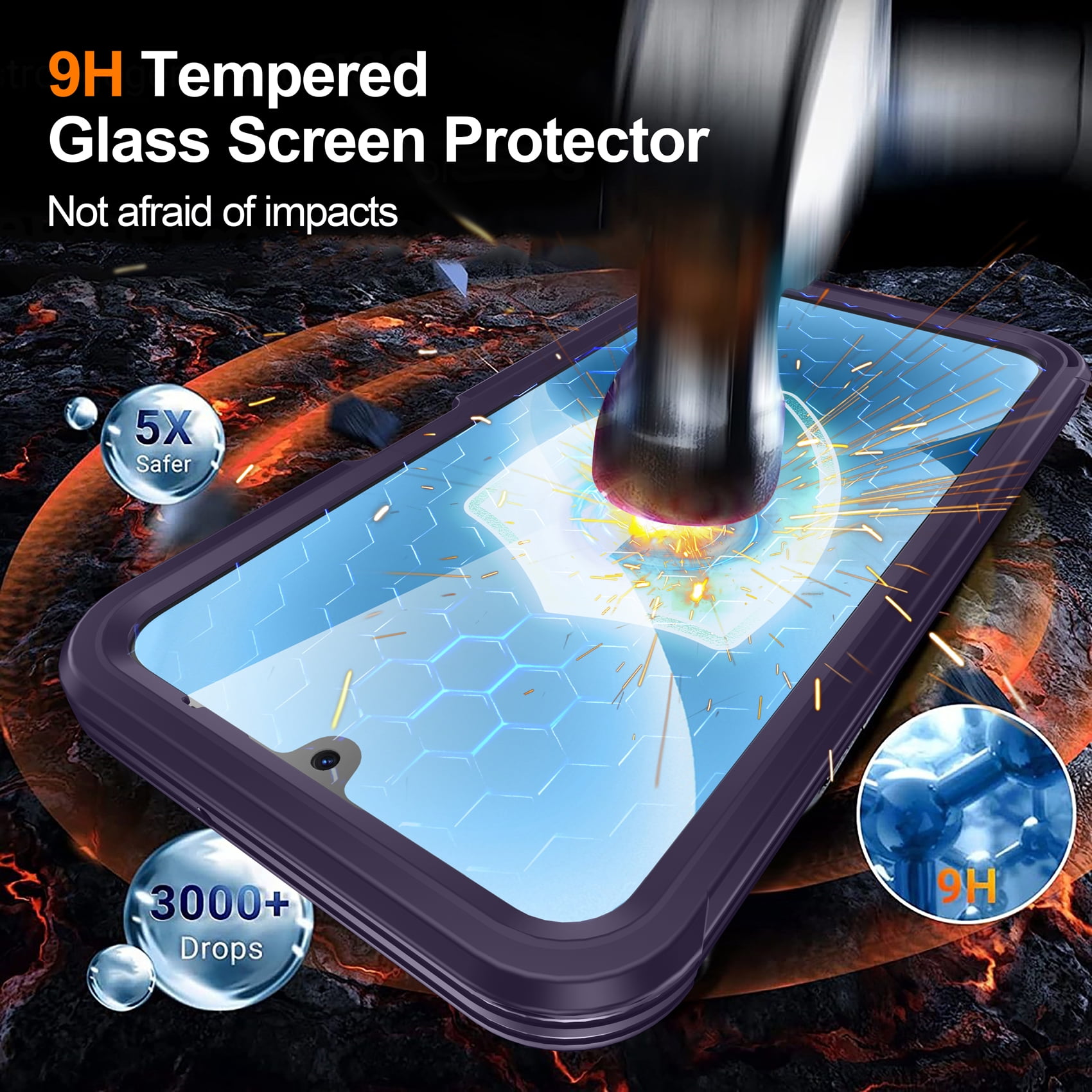 for Samsung Galaxy A17 5G Case, Magnetic Wireless Charger Full-Body Protection Shockproof Rugged Clear Bumper Frame Case Cover with Built-in Screen Protector for Samsung Galaxy A17 5G, Purple
