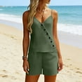 thumbnail image 6 of Women's Two-Piece Suspender Decorative Button And Shorts Casual Summer Set, 6 of 7