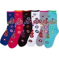 thumbnail image 2 of Sakkas Women's Fun Colorful Design Poly Blend Crew Socks Assorted 6-Pack - Bullseye - 9-11, 2 of 2
