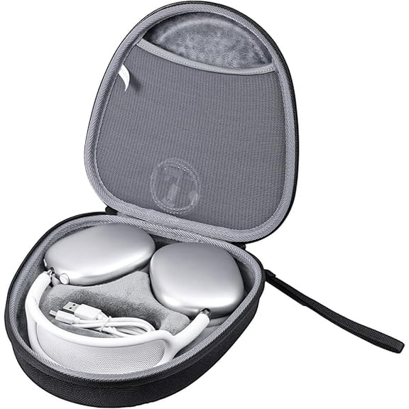 Eryueer CENMASO compatible with Airpods Max Case, Hard Headphone Case Storage Bag, Anti-Scratch and Anti-Dust Portable Travel Case Pouch Bag compatible with Airpod Max-Fiber Black