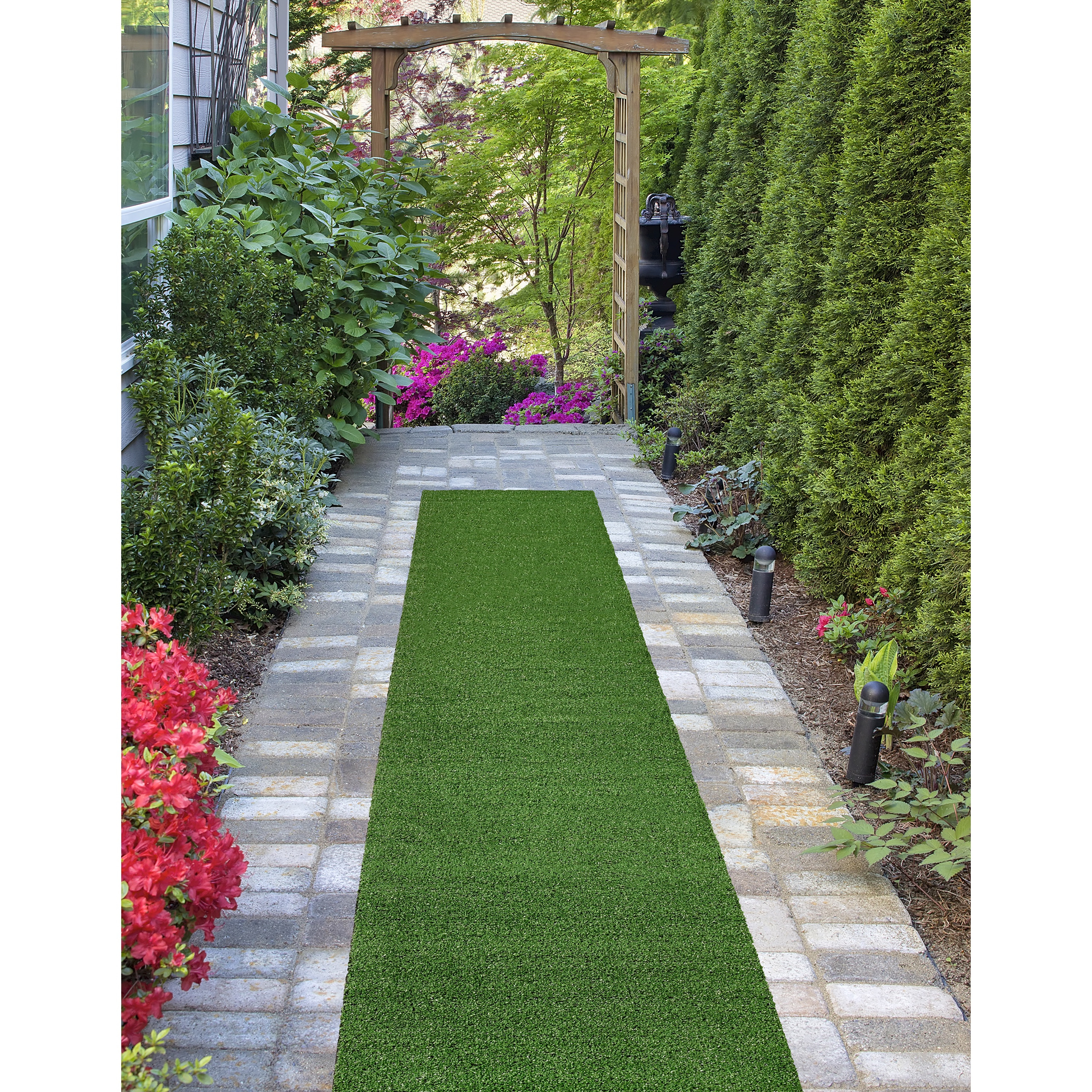 Garland Rug Artificial Grass Green Indoor/Outdoor Runner Rug, 2' x 12'