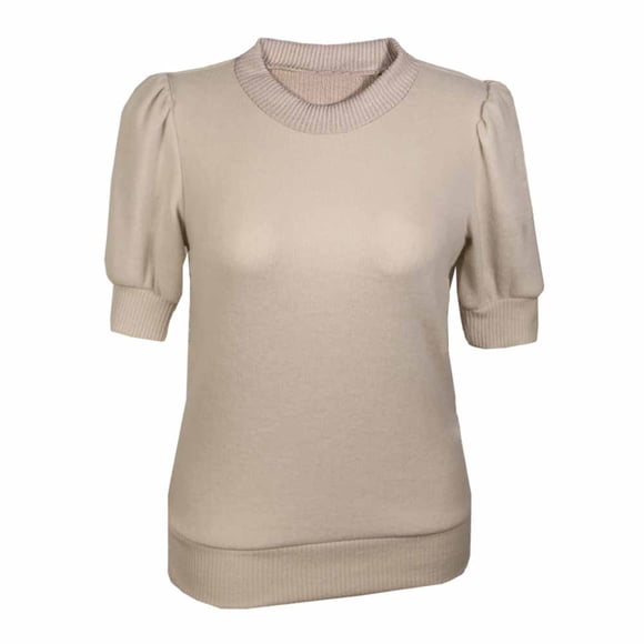 Sueter Simply Basic para Mujer, con Cuello Redondo Manga al Codo Hazelnut Talla CH