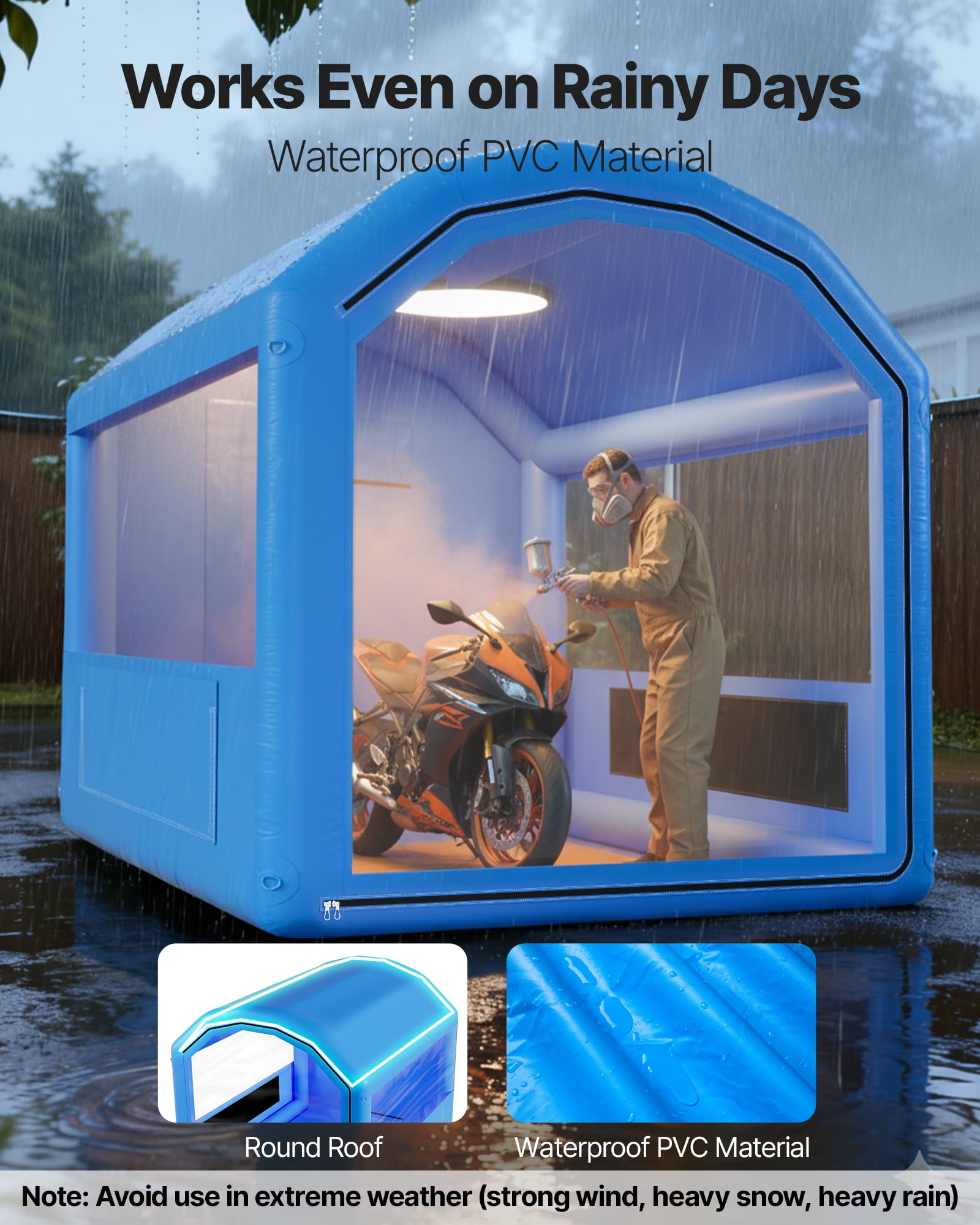 VEVOR Inflatable Paint Booth, 9.84 x 8.2 x 8.2 ft, Inflatable Spray Booth with 550W Powerful Blower and Air Filter System, Round Roof, for Painting Bicycle, Motorcycle, and Automotive Sheet Metal