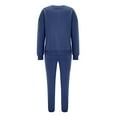 thumbnail image 5 of Liyamei Ensemble Mode Automne et Hiver pour Femmes Couleur Unie Col Rond Tête Plus Velours Manches Longues Pantalon Long Ensemble Chandail, 5 of 5