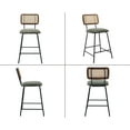 thumbnail image 4 of Dayalane 26" Rattan Bar Stools Set of 4, Modern Sherpa Counter Height Barstools with Cane Back and Metal Legs, Armless Kitchen Island Chairs for Bar Kitchen Restaurant Bistro, Green, 4 of 8